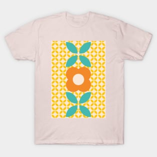 Retro Flower, Geo Pattern Orange, Teal, Pink, Yellow T-Shirt